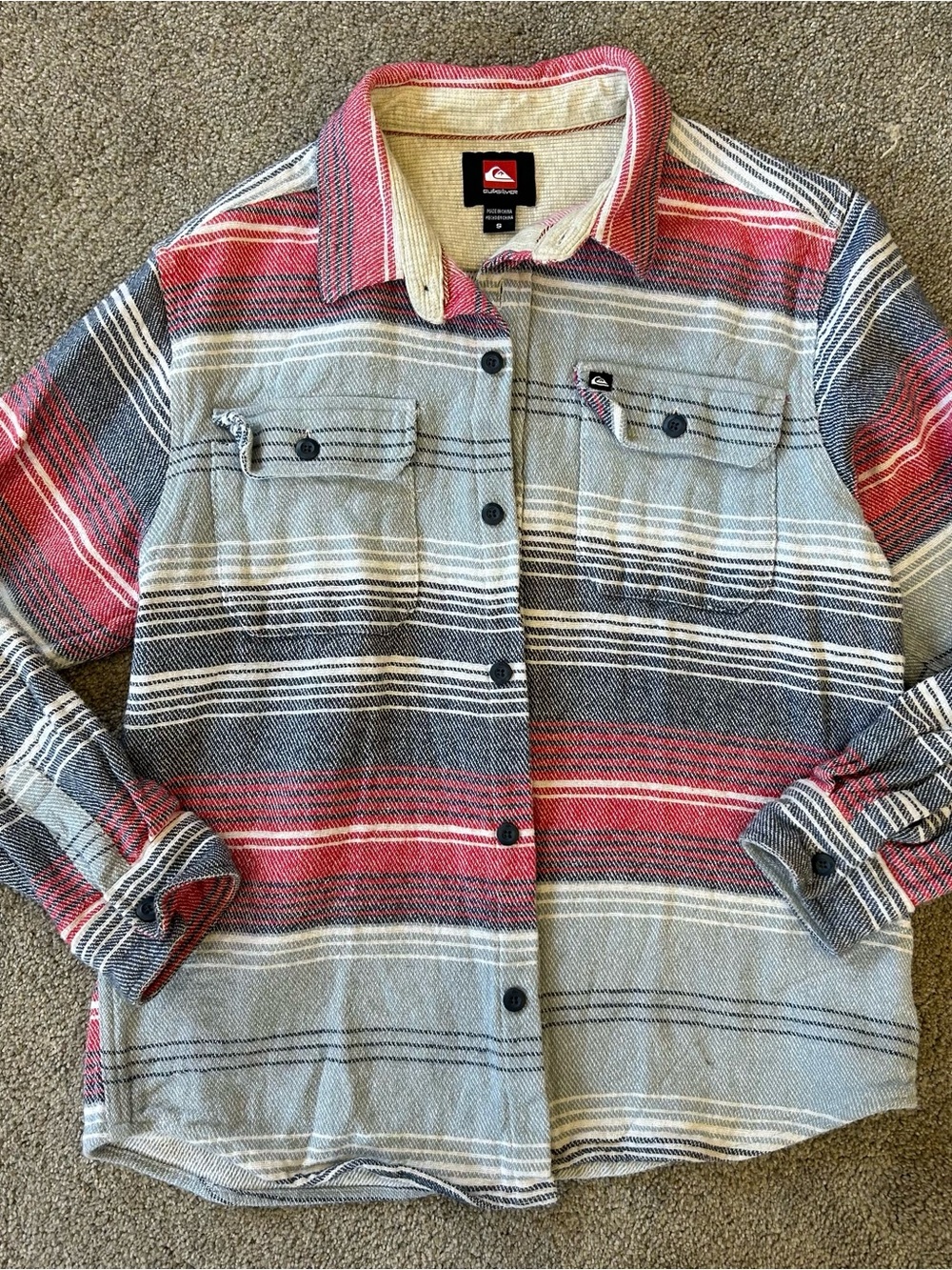 Quicksilver Striped Button Up Flannel Size S